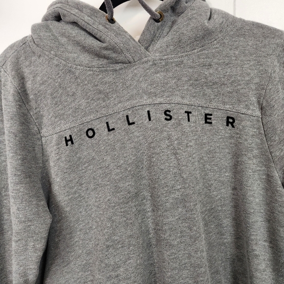 Hollister Cropped Oversized Sweatshirt Hoodie Sherpa Teddy Hood Size Large Comfy - Picture 2 of 8